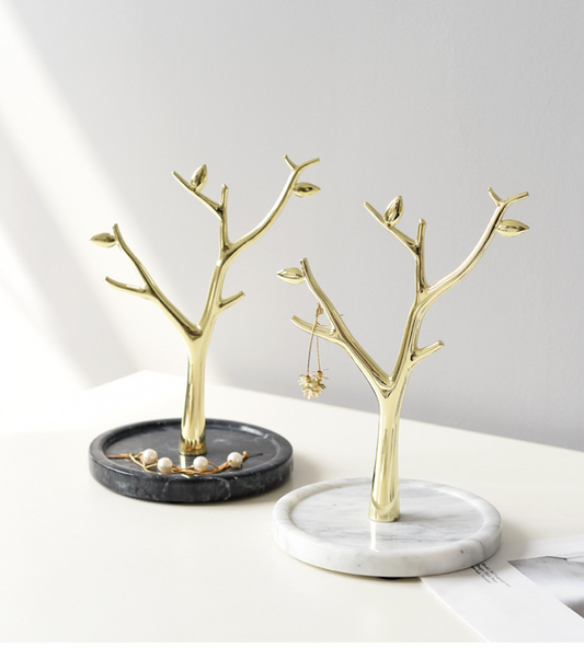 Gemia Gold Jewelry Tree with Marble Base