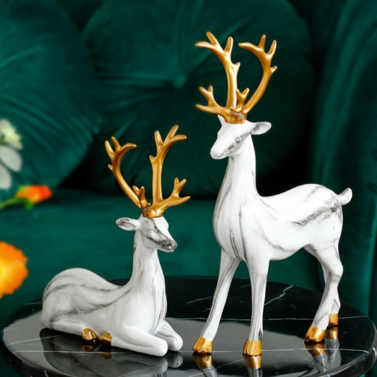 Cervius Marble and Gold Deers